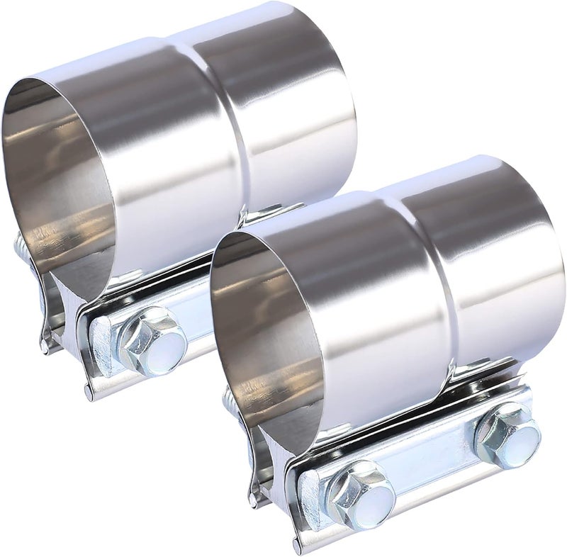 BATONECO 2.75 Inch Lap Joint Exhaust Band Clamp Exhaust Repair Preformed For Exhaust Pipe Connection Stainless Steel (2.75" 2 Packs) Metallic - Image 1